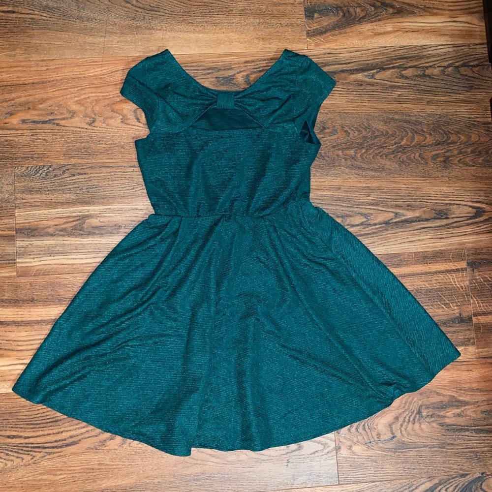 SOLD Green bow skater dress